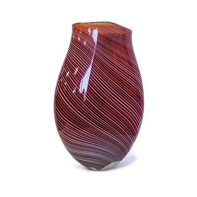 Anthony Gelpi Red Striped Glass Vase