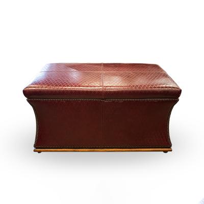 Kravet Red Leather Storage with Nailhead Detail
