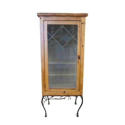 Rustic Wood Wine Display Cabinet 
