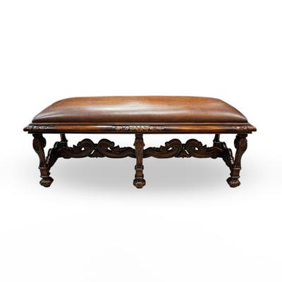 Theodore Alexander Brown Leather Bench