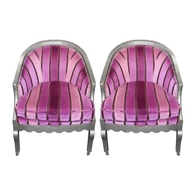 Pair of Purple and Silver Chairs on Casters