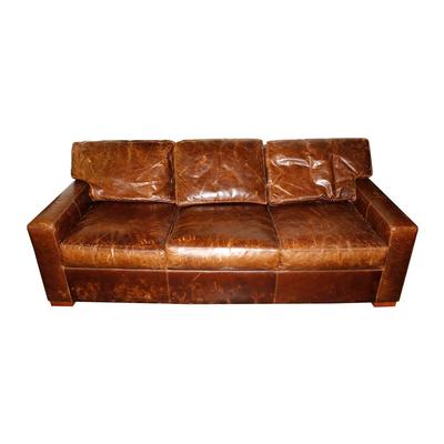 Brown Distressed Leather Sleeper Sofa