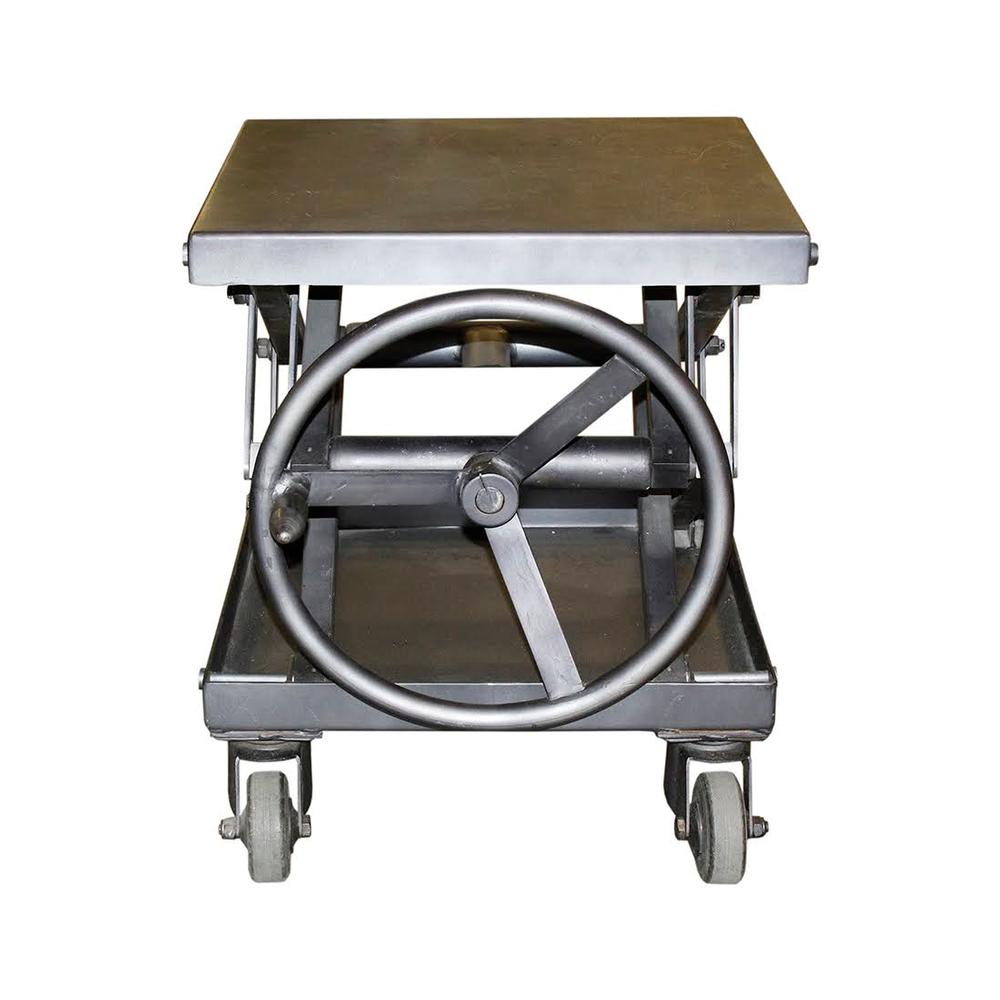  Restoration Hardware Industrial Crank Metal Pedestal Table