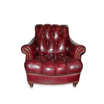 Hancock + Moore Burgundy Leather Tufted Chair 