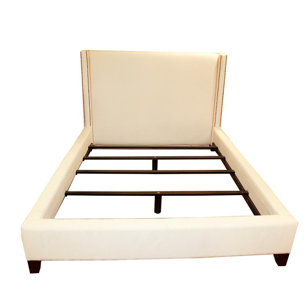  Off White Fabric Wrapped Queen Bedframe