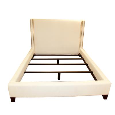 Off White Fabric Wrapped Queen Bedframe 
