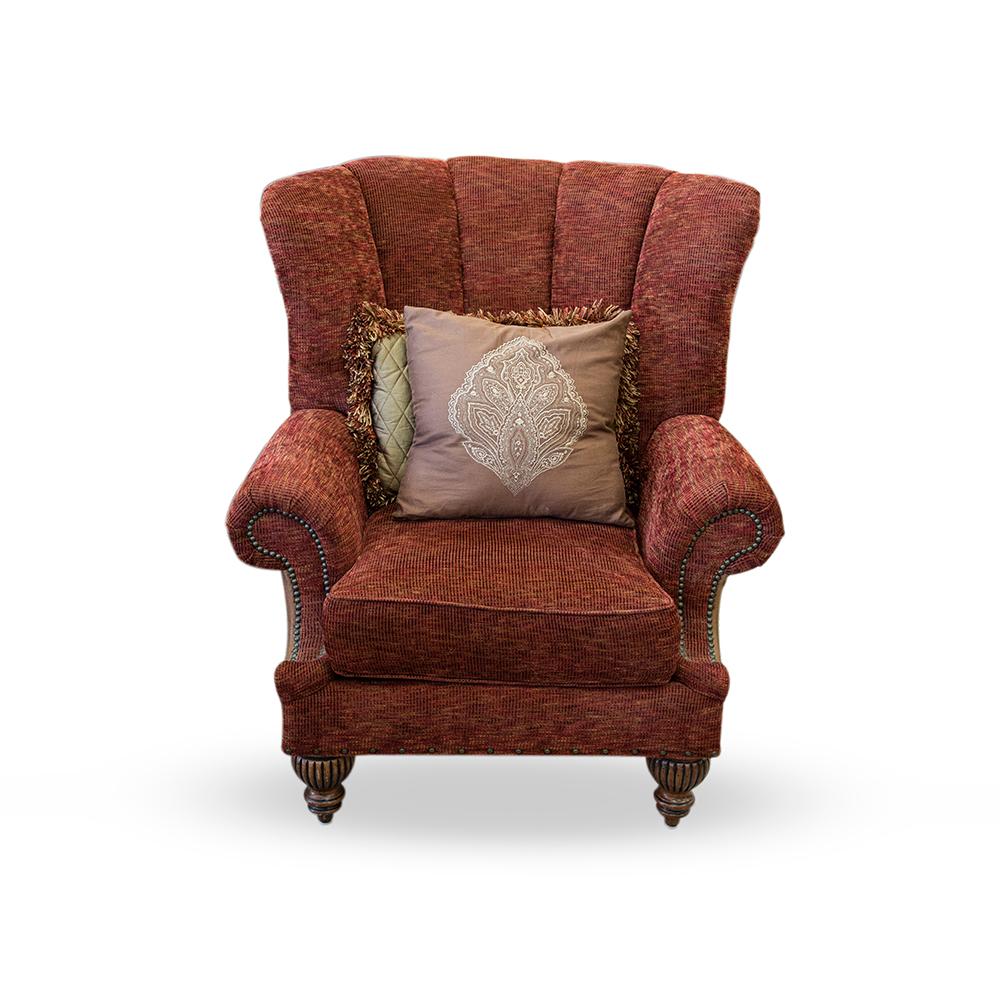  Paul Roberts Chenille Wingback Red Chair