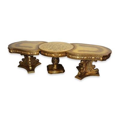 3 Piece Vintage Glam Gold Coffee Table