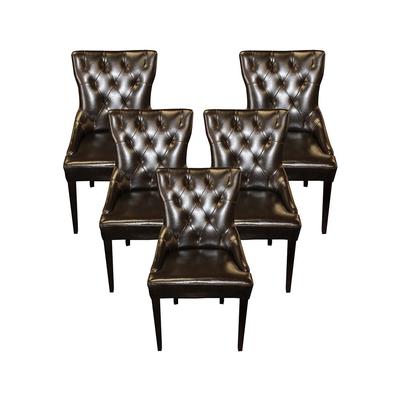 Set of 5 Brown Tufted Chairs