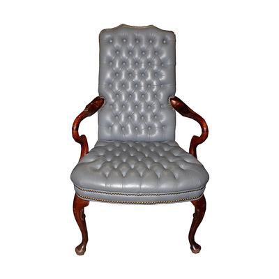 Emerson Grey Tufted Leather Armchair