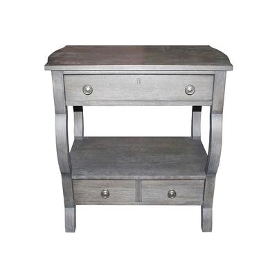 Living Spaces Grey Wash Wood Nightstand with Power Strip