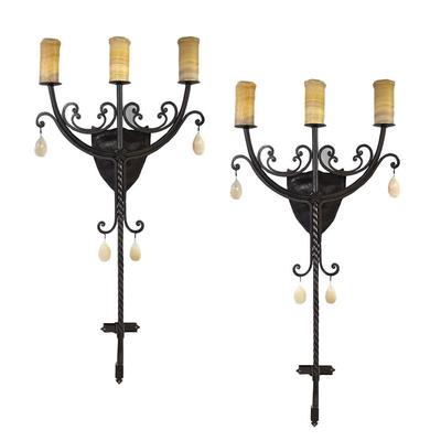 Pair of Escudo 3 Light Wall Sconce