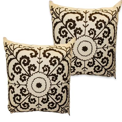 Pair of Z. Gallerie Large Embroidered Pillows 