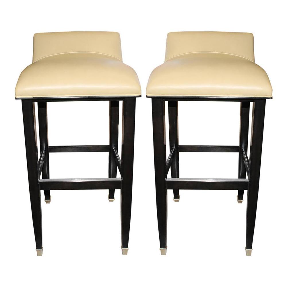  Pair Of Low Back Leather Stools