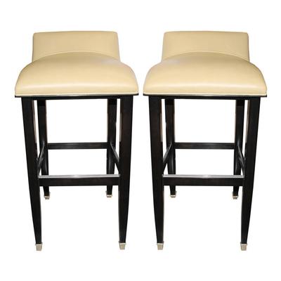 Pair of Low Back Leather Stools
