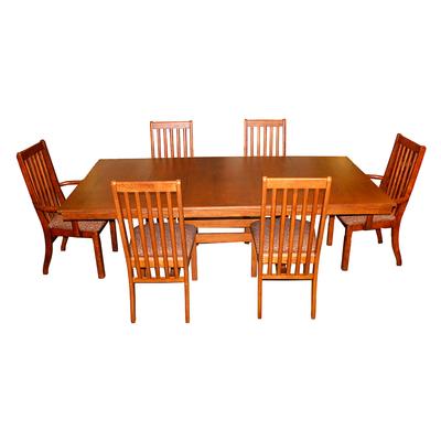 Arcese Bros. Mission Dining Table with 6 Chairs & 2 Leaves 
