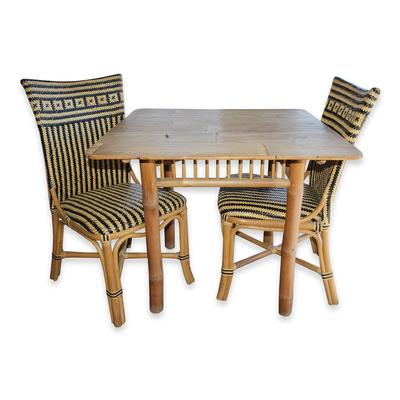 3 Piece Bamboo Wicker Table Set