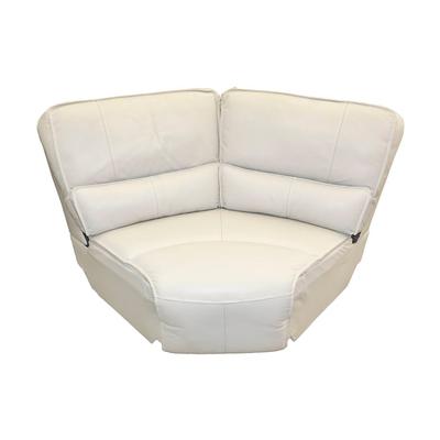 Cream Leather Corner Armless Chair