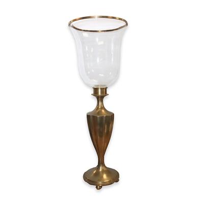 Brass and Glass Hurricane Candleholder 