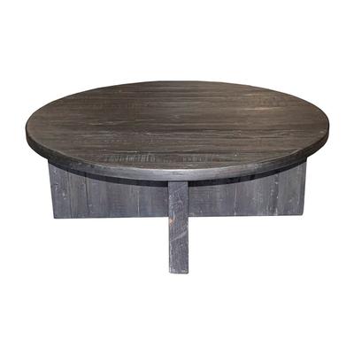 Living Spaces Round Dark Wood Plank Style Coffee Table