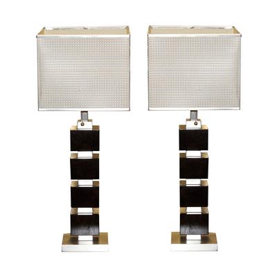 Pair of Modular Lamps with Metal Shades