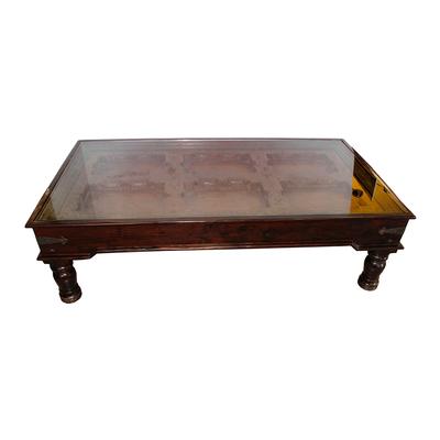 Large Indonesian Table with Glass Top