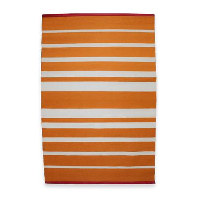 Orange & White Flat Weave Rug