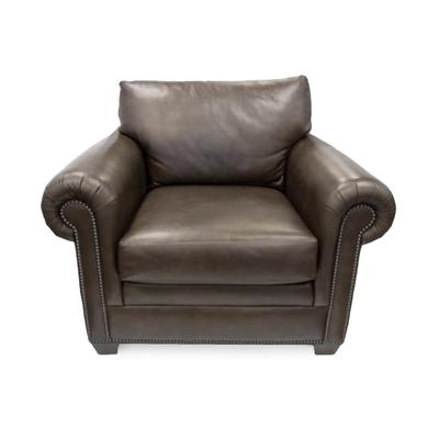 Ethan Allen Grey Brown Conor Leather Chair 