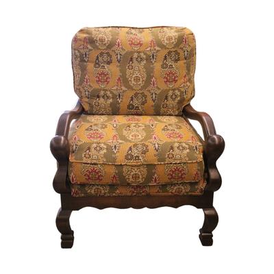 Traditional Wood & Fabric Armchair 