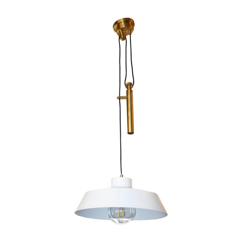  White Pendant Light With Pulley Accents