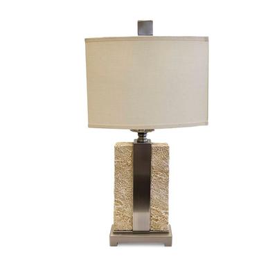 Faux Stone Lamp with Linen Shade 