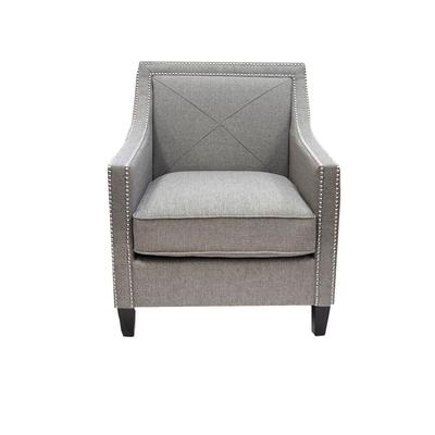 Grey Fabric Chrome Nailhead Accent Chair 