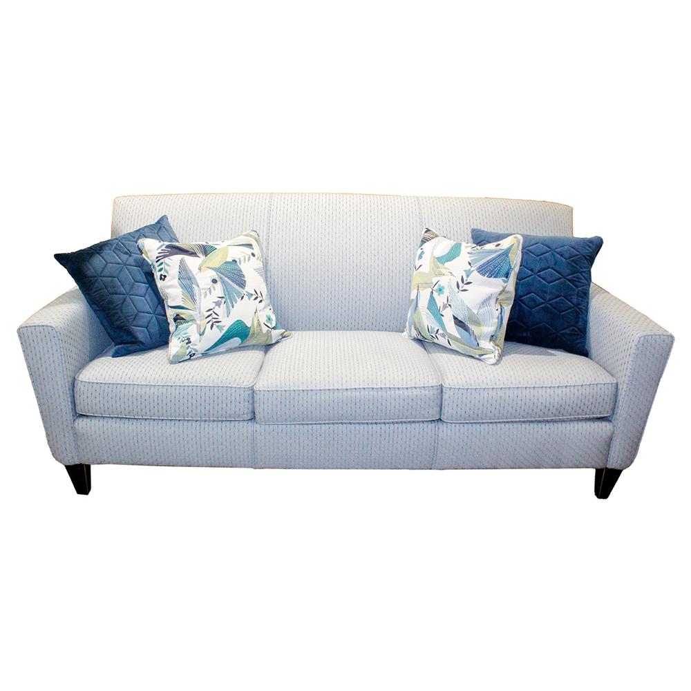  Blue Fabric Patterned Flexsteel Sofa With Pillows