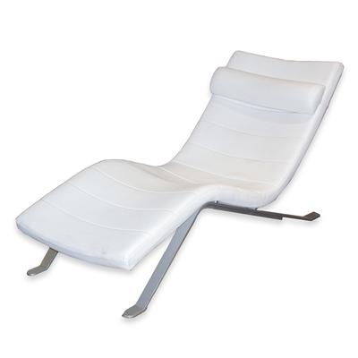 White Leather Chaise Metal Base