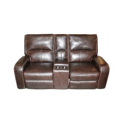 Cognac Leather Match Power Reclining Sofa