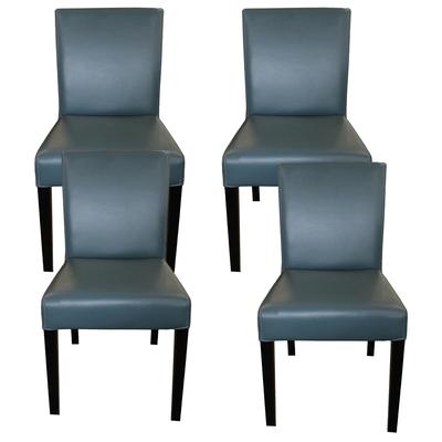 Crate +Barrel Set of 4 Lowe Ocean Leather Dining Chairs