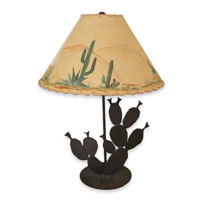 Metal Cactus Lamp with Painted Shade