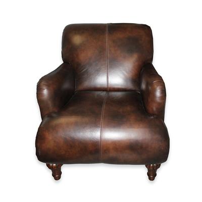 Rolled Back Leather Arm Chair 