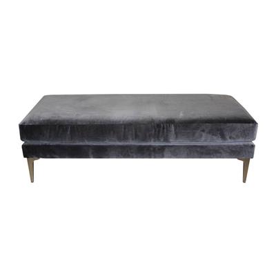 Grey Velour Fabric Bench