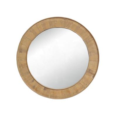 Rustic Wood Round Mirror 
