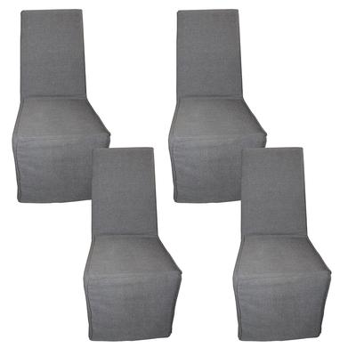 Set of 4 Grey Slip Cover Chairs 