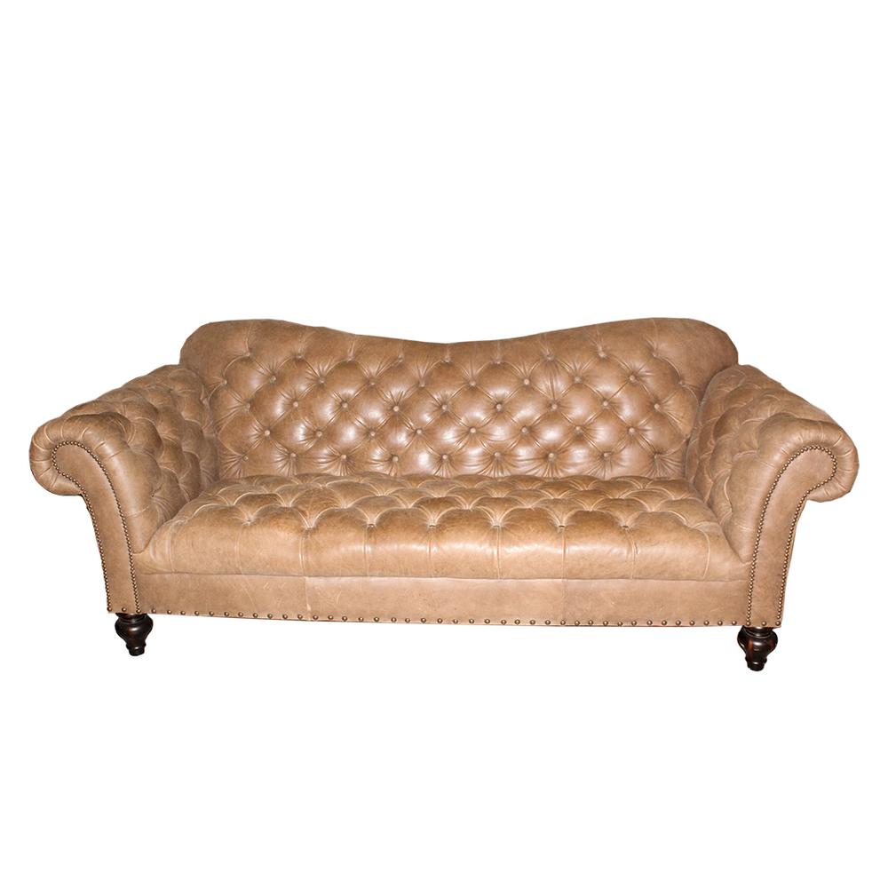  Tan Tufted Chesterfield Leather Sofa
