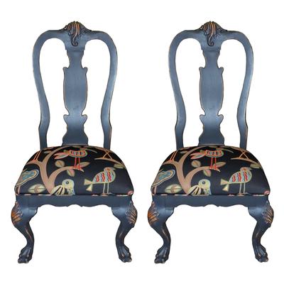 Dining Room Chairs with Painted Birds 