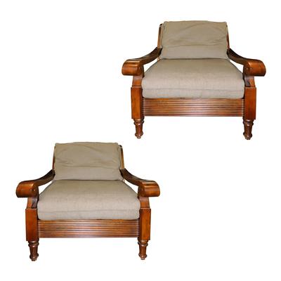 2 Piece Crate and Barrel Wooden Armchairs 