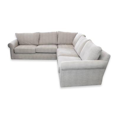 Macy's Grey Rolled Arm L Shaped Sectional
