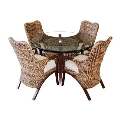 Robb & Stucky Round Glass top Table with Woven Chairs