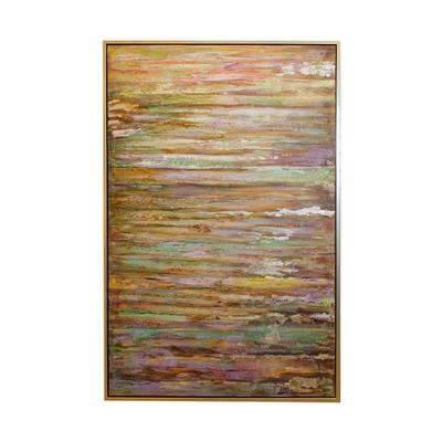 Brown Green Linear Abstract Painting
