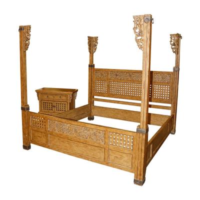 Marge Carson Indonesian Style King Bed and Nightstand