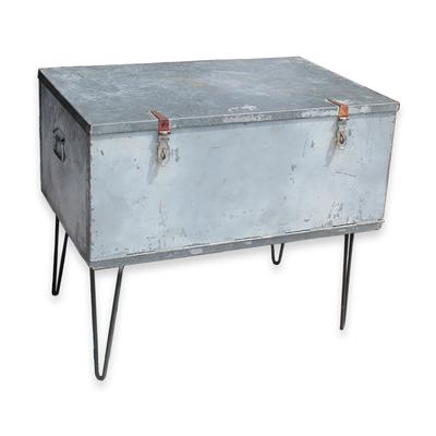 Vintage Metal Trunk with Hairpin Legs 