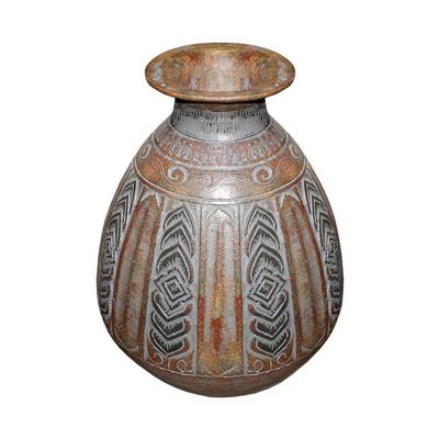 Etched Pottery Floor Vase